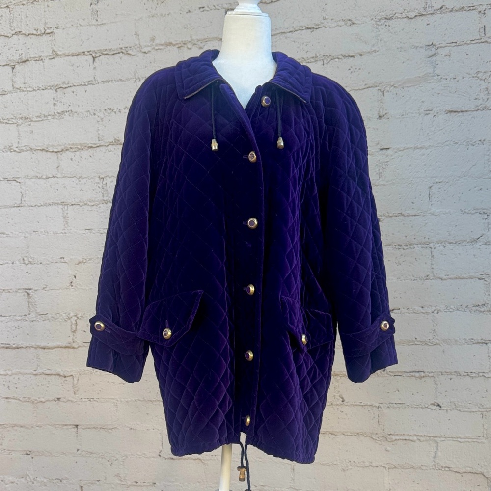 VINTAGE Escada by Margaretha Ley Purple Quilted Velvet Coat Size EU 40